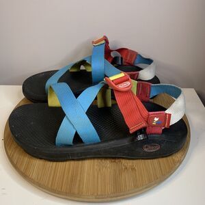 Chaco Z2 Classic Mens Size 11 Sandals Red White Blue Yellow Strappy Cloud